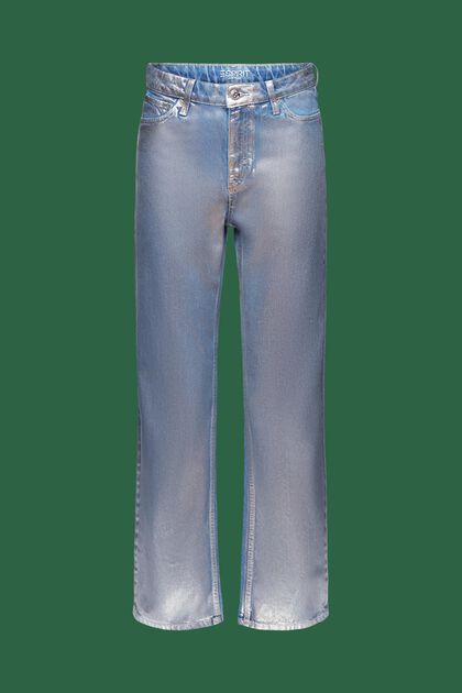 Rechte metallic retro jeans met hoge taille