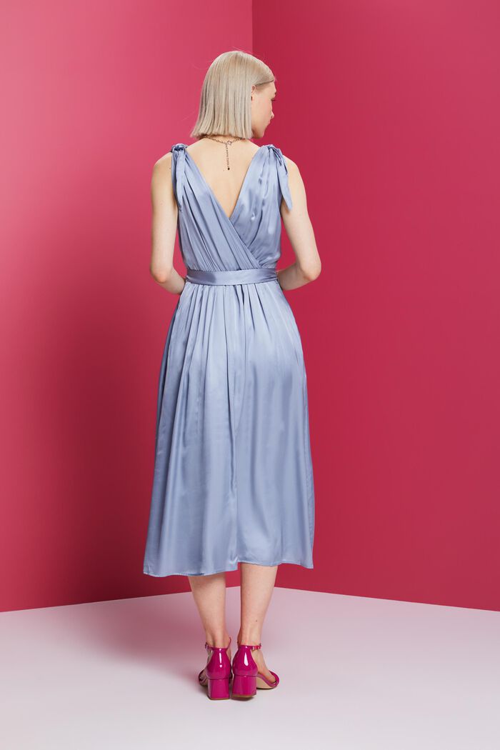 Satijnen midi-jurk met strikkoord bij de schouders, LIGHT BLUE LAVENDER, detail image number 3