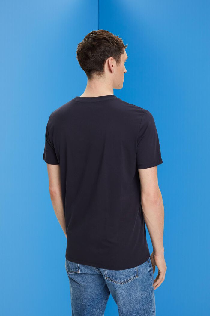 T-shirt met ronde hals van zuiver katoen, NAVY, detail image number 3