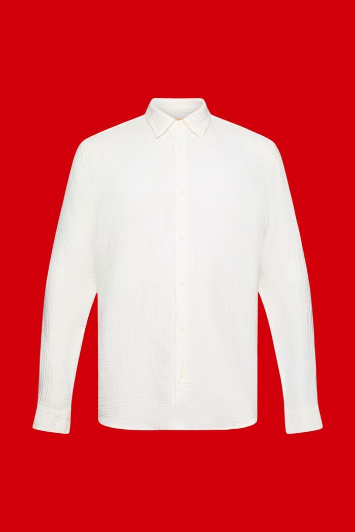 Mousseline overhemd van duurzaam katoen, OFF WHITE, detail image number 7