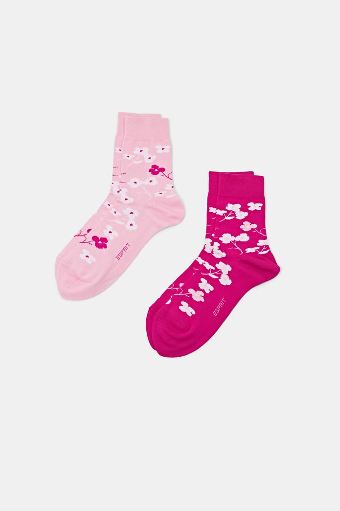 Set van 2 paar grofgebreide sokken met print, PINK, detail image number 0