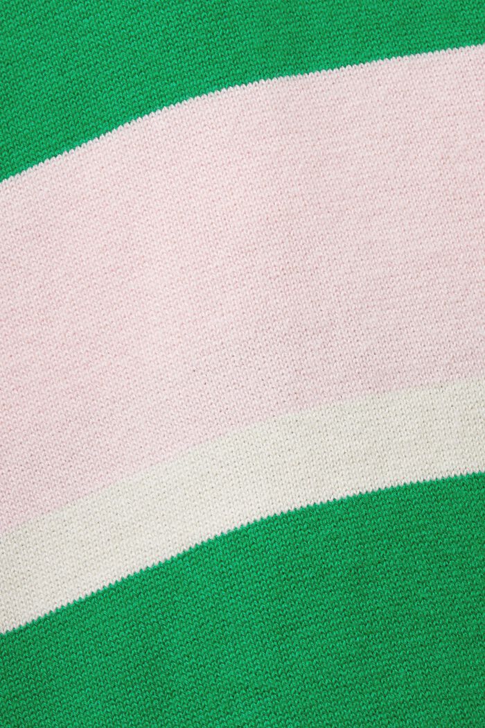 Gestreept T-shirt met polokraag en logo, GREEN, detail image number 5