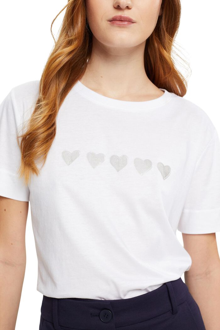 T-shirt à imprimé sur la poitrine, NEW WHITE, detail image number 2