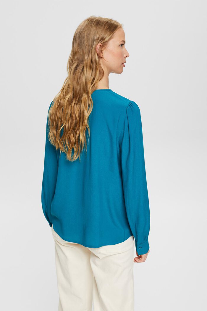 Effen blouse, TEAL BLUE, detail image number 3