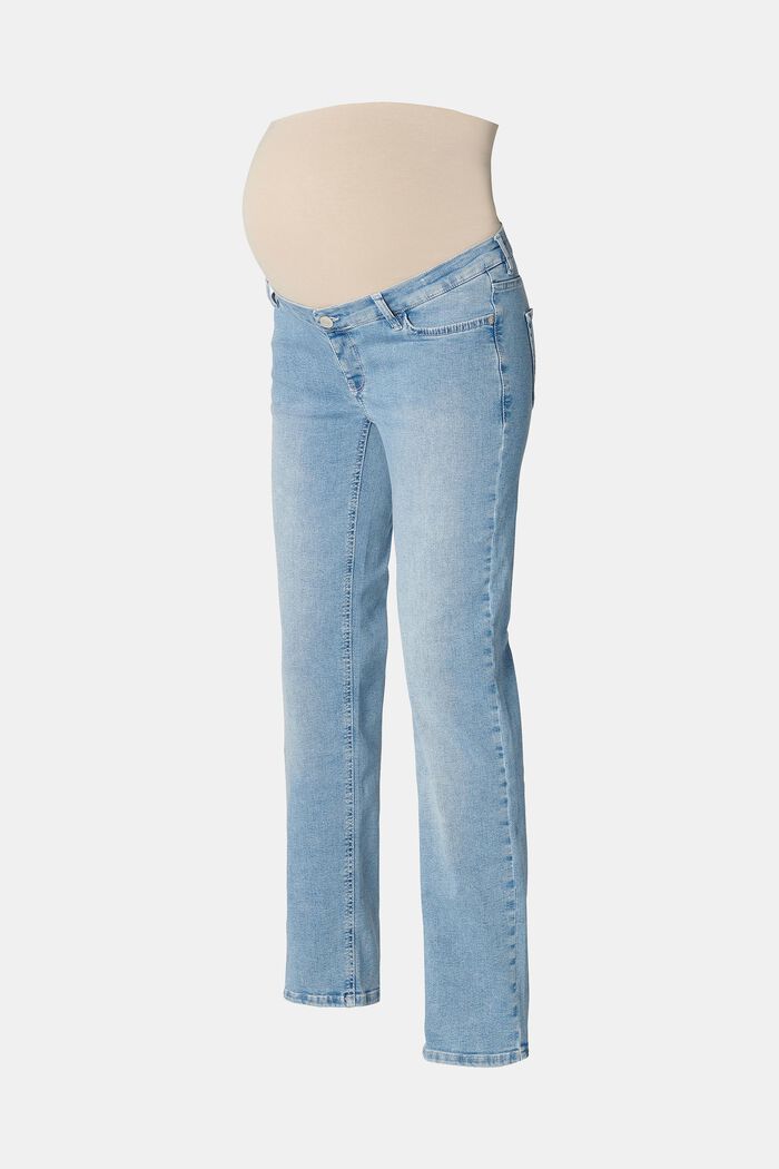 Jeans met rechte pijpen en band over de buik, LIGHT WASHED, detail image number 5