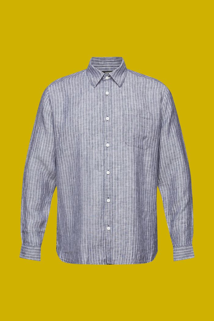 Gestreept shirt, 100% linnen, NAVY, detail image number 5