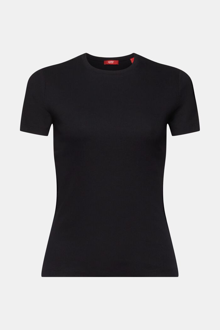 T-shirt van katoen-jersey met ronde hals, BLACK, detail image number 6