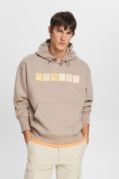 Sweatshirt van fleece met hoodie en logo