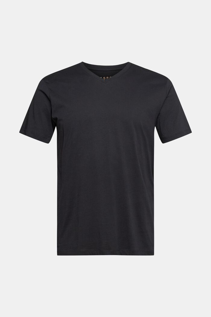 T-shirt met V-hals van duurzaam katoen, BLACK, detail image number 2