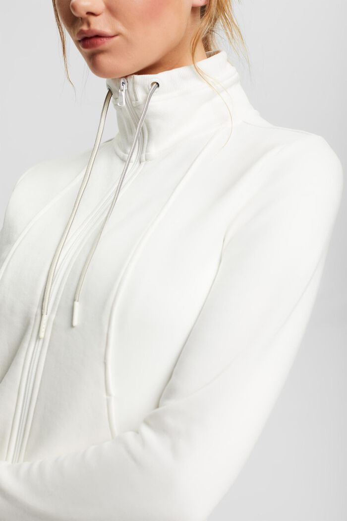 Sweat-shirt zippé, coton mélangé, OFF WHITE, detail image number 0