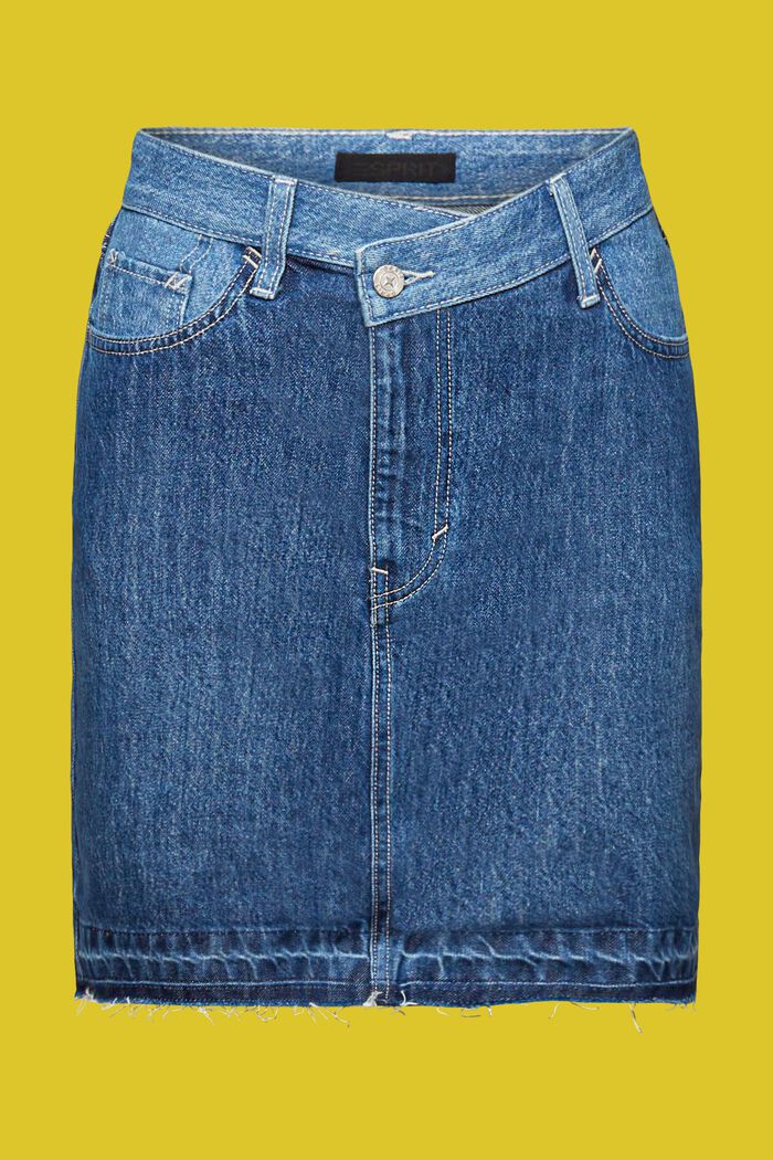 Mini-jupe en jean à base asymétrique, BLUE DARK WASHED, detail image number 7