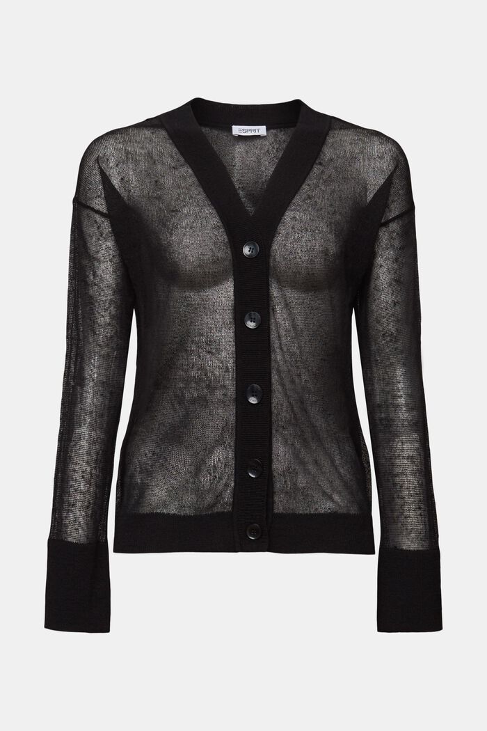 Transparant, gebreid vest, BLACK, detail image number 7