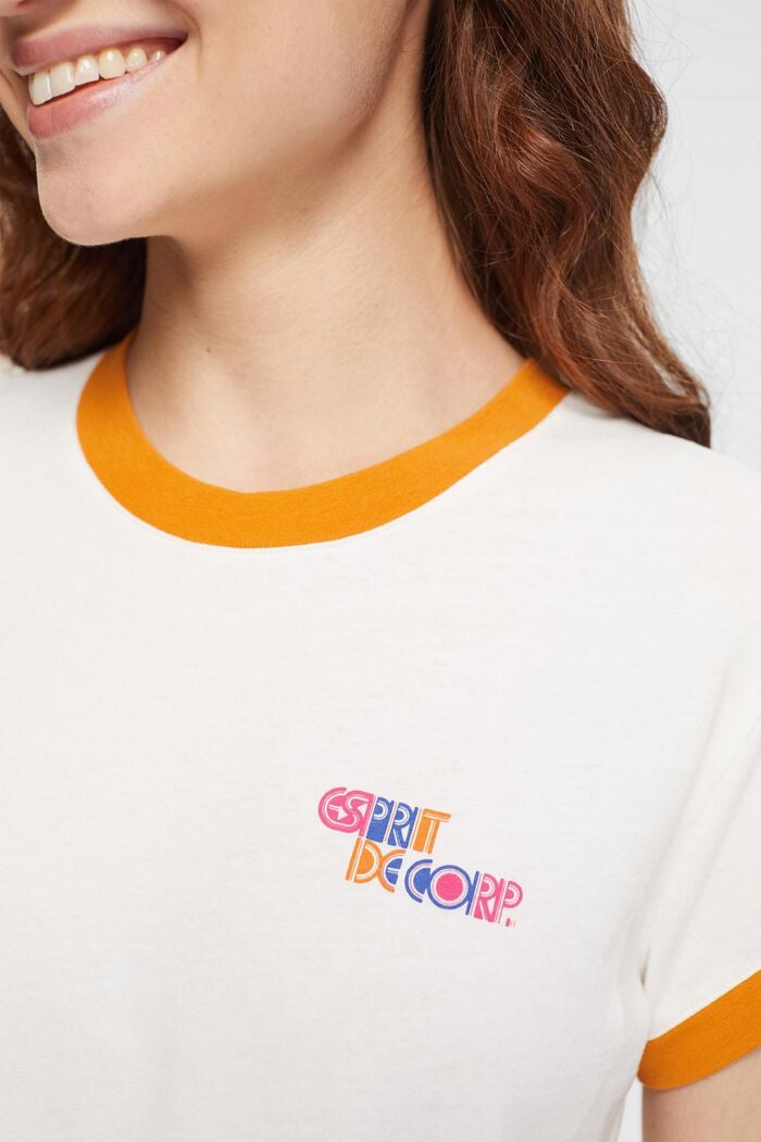 Cropped T-shirt met logo, 100% katoen, OFF WHITE, detail image number 4