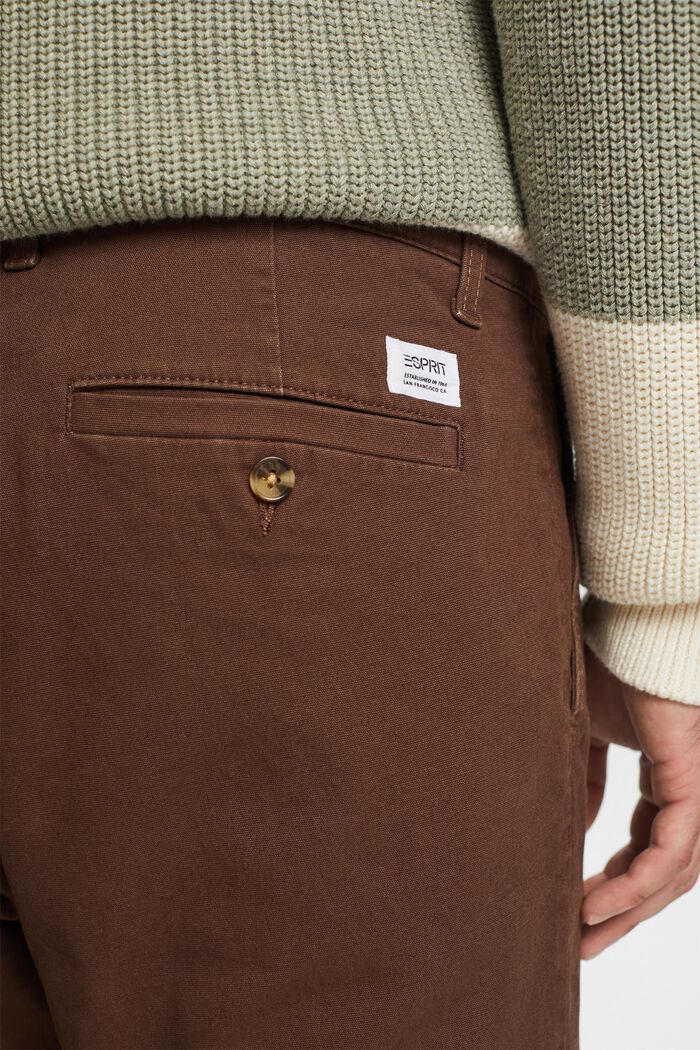 Pantalon chino, coton stretch, DARK BROWN, detail image number 4
