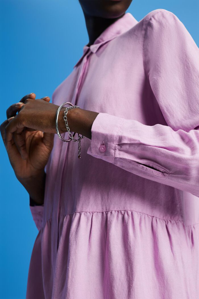Mini robe-chemise en lin mélangé, LILAC, detail image number 2
