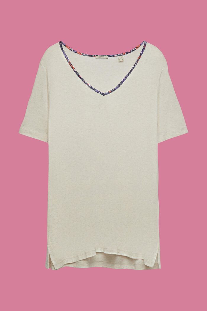 CURVY T-shirt met bloemige paspels, TENCEL™, ICE, detail image number 2