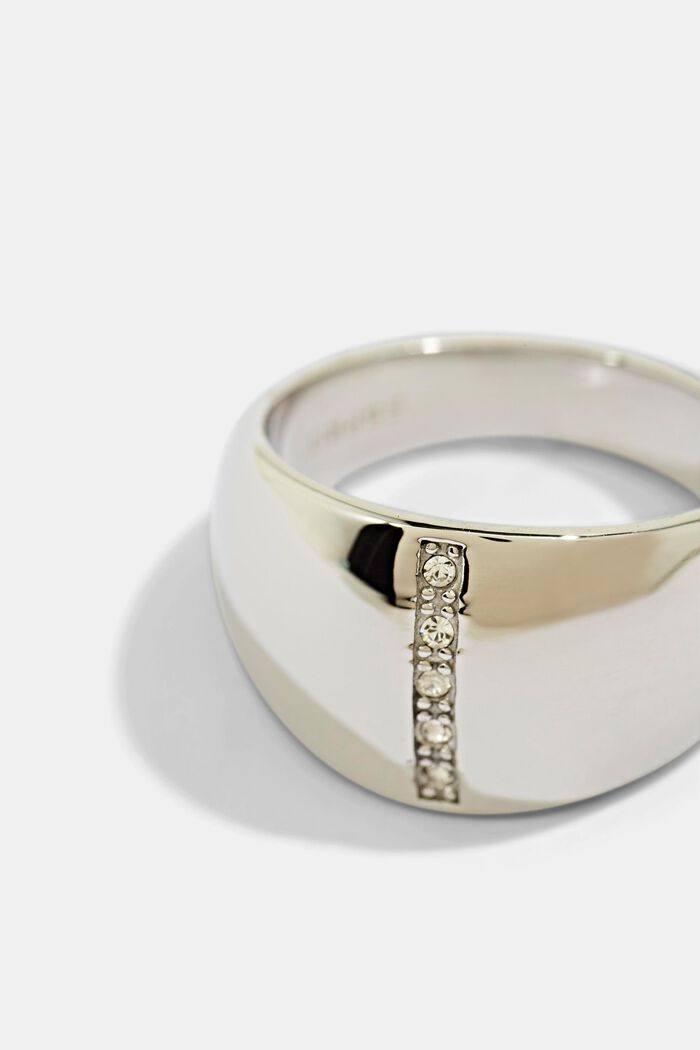 Ring van edelstaal met zirkonia, SILVER, detail image number 1