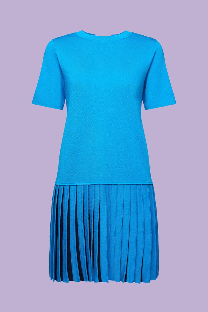 Geplooide T-shirtjurk met minilengte, BLUE, detail image number 6
