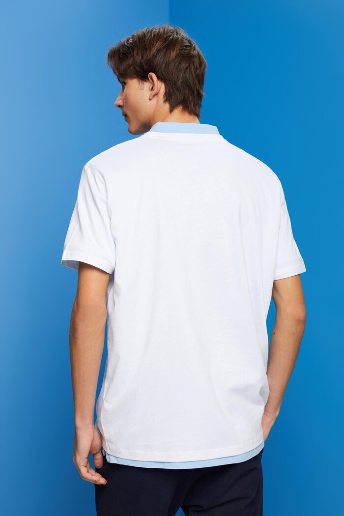 Katoenen T-shirt met contrasterende streep, WHITE, detail image number 3