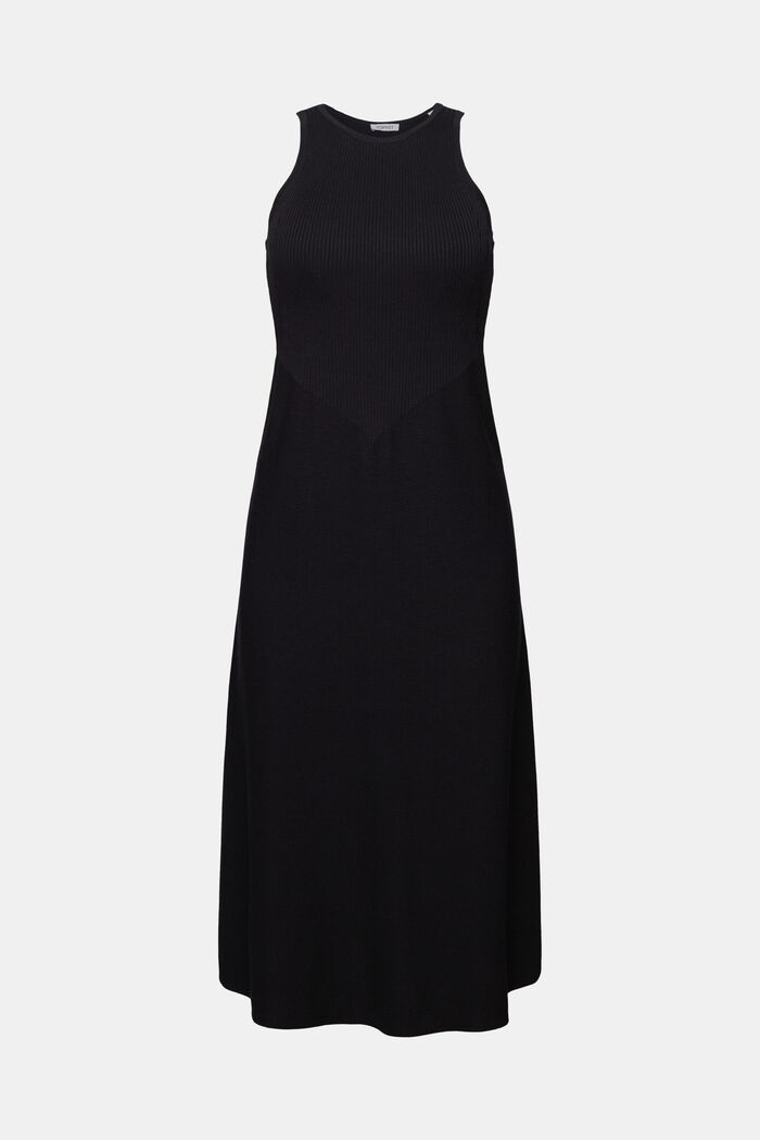 Mouwloze geribde midi-jurk, BLACK, detail image number 6