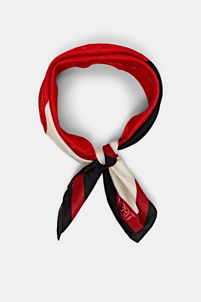 Vierkante bandana van een zijdemix met print, RED, detail image number 0