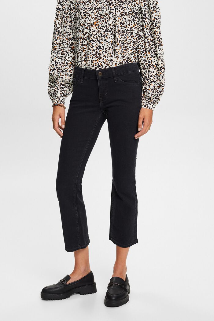 Bootcut jeans met middelhoge taille en kortere pijpen, BLACK DARK WASHED, detail image number 0