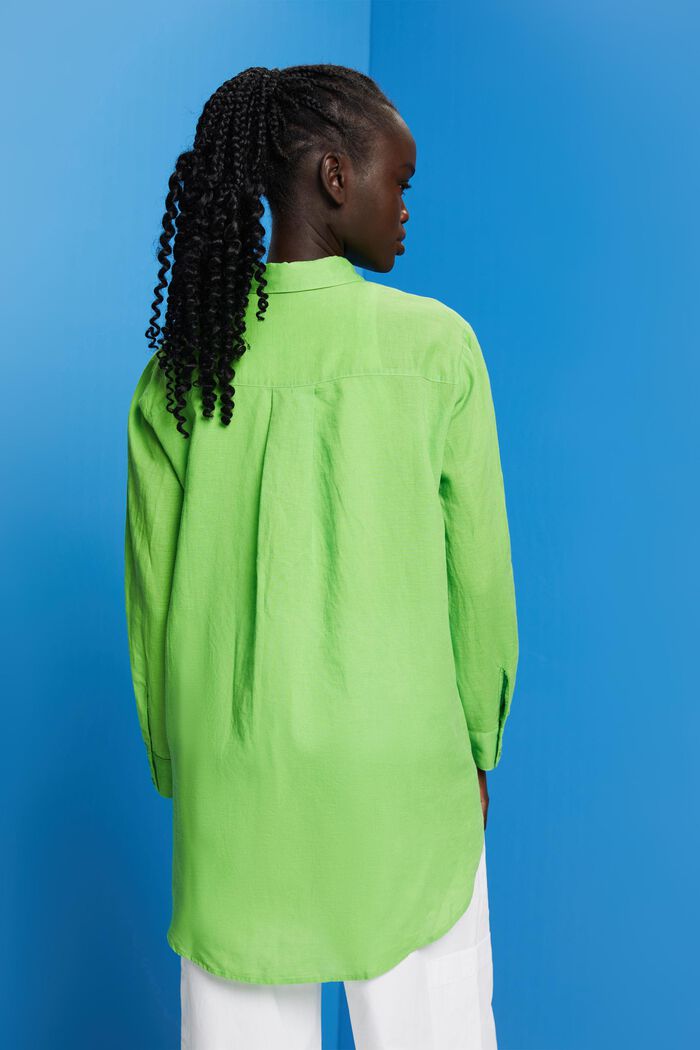 Overhemd van een mix van linnen en katoen, GREEN, detail image number 3