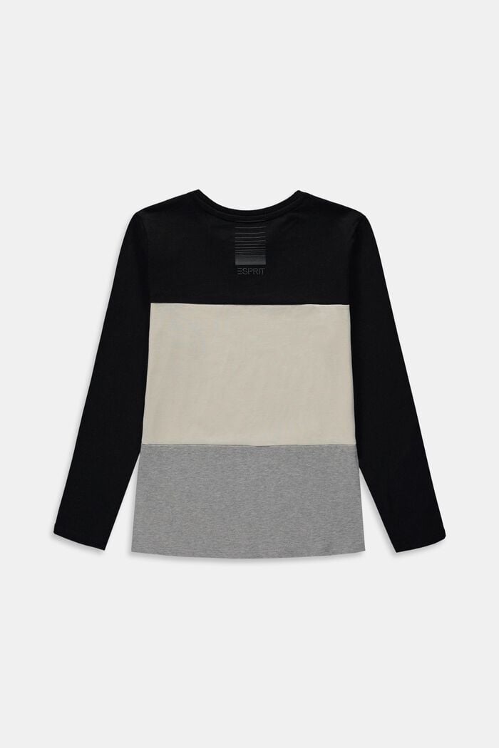 T-shirt manches longues à motif colour blocking, 100 % coton