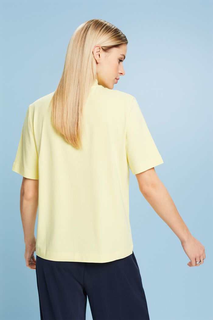 Jersey T-shirt met gesuggereerde hals, LIME YELLOW, detail image number 3