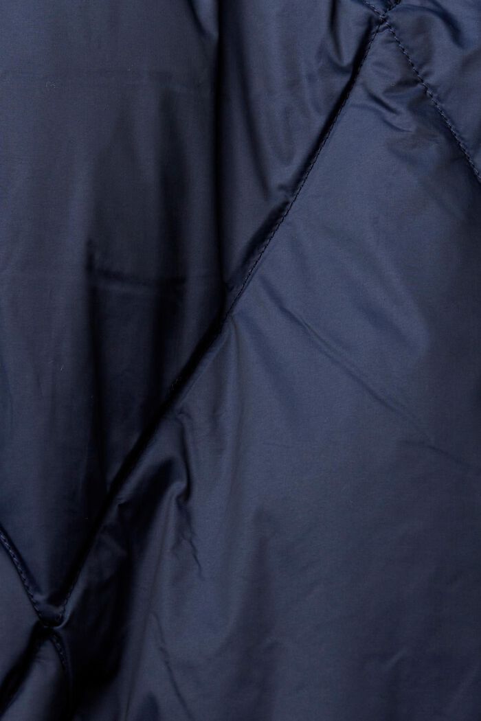 Longue doudoune aspect matelassé à capuche amovible, NAVY, detail image number 1
