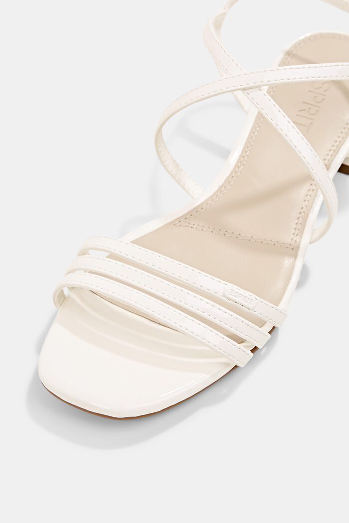 Sandalettes à bride en cuir d'aspect verni, WHITE, detail image number 3