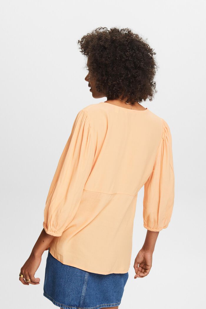 Crêpe blouse met gerimpelde mouwen, PASTEL ORANGE, detail image number 2