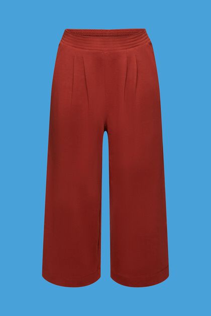 Cropped broek van katoen-jersey met wijde pijpen