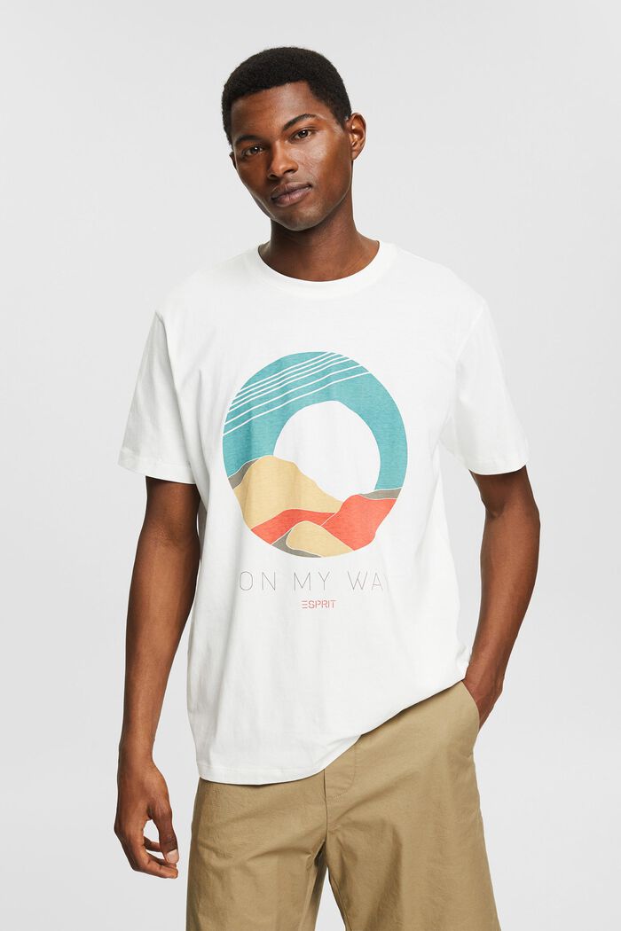 T-shirt à imprimé en coton biologique, OFF WHITE, detail image number 0