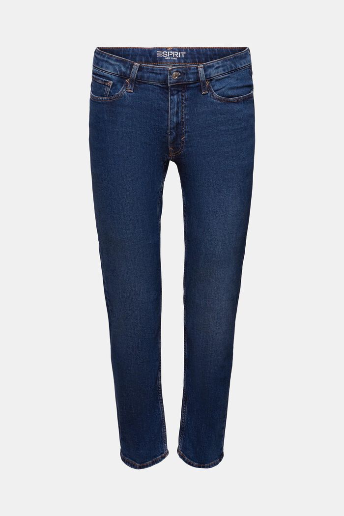 Jeans met middelhoge taille en rechte pijpen, BLUE DARK WASHED, detail image number 7