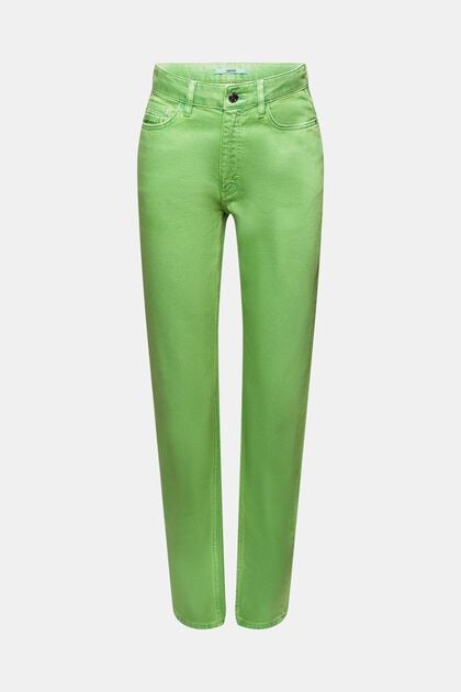 Pantalon en twill de coupe Mom, GREEN, overview