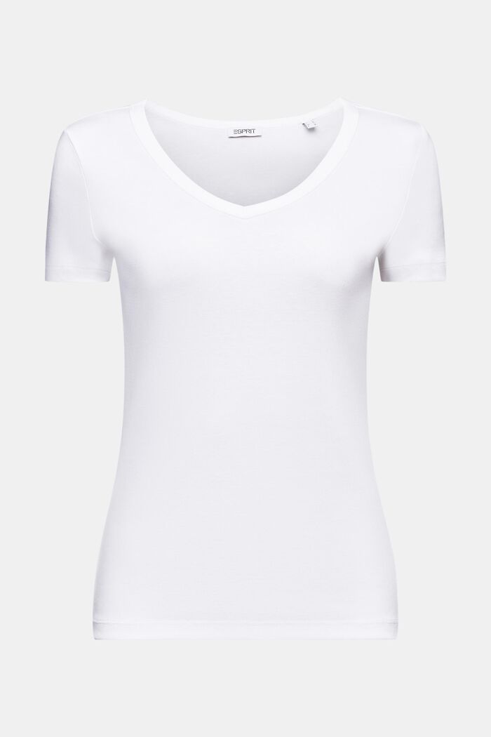 Katoenen T-shirt met V-hals, WHITE, detail image number 6