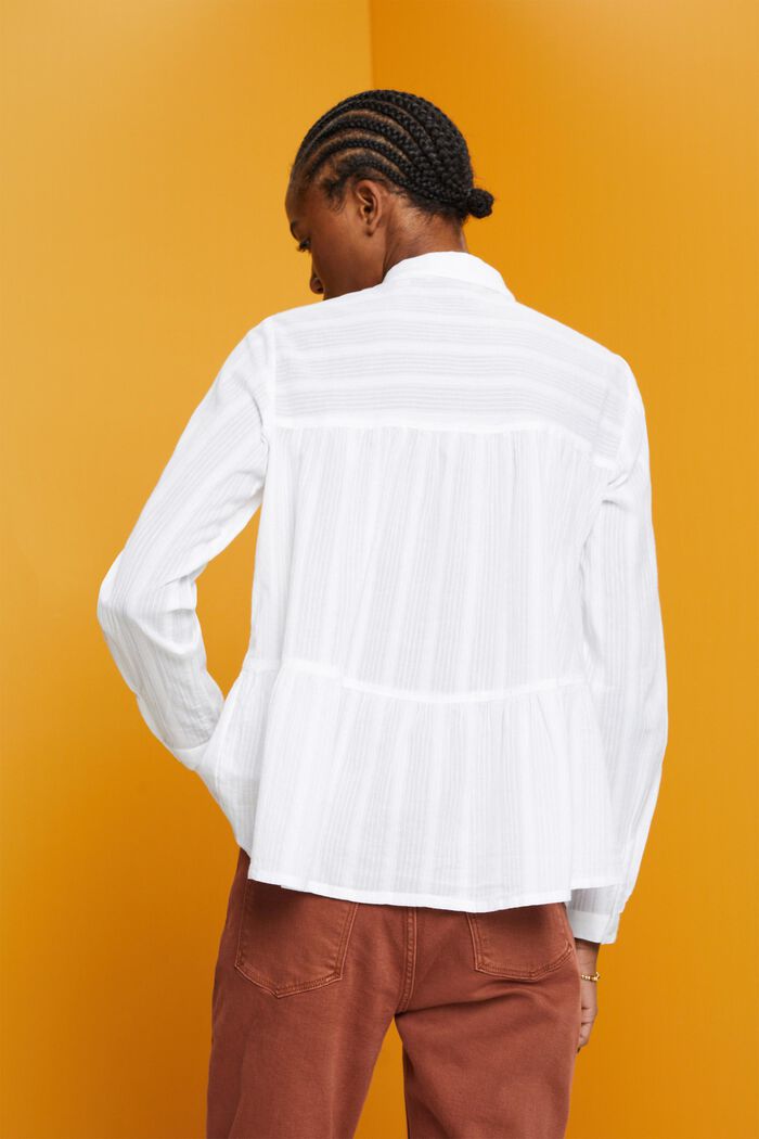 Katoenen blouse met volants, WHITE, detail image number 3