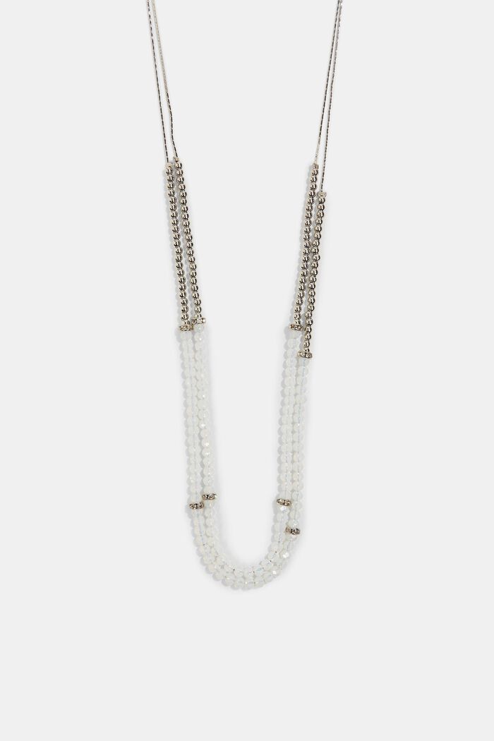Collier double à perles en verre scintillantes, WHITE, detail image number 0