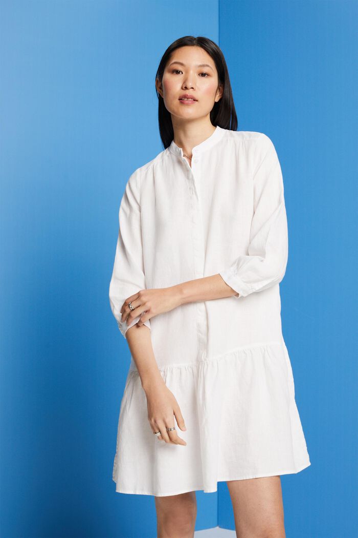 Mini robe-chemise, 100 % lin, WHITE, detail image number 0