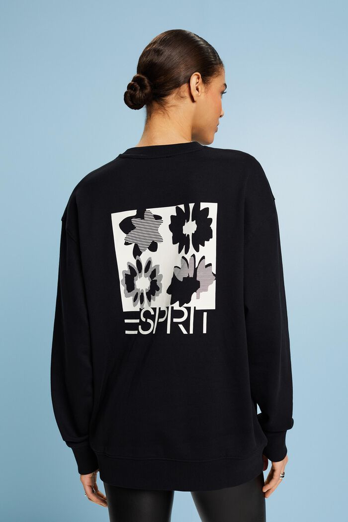 Oversized sweatshirt met print, BLACK, detail image number 2
