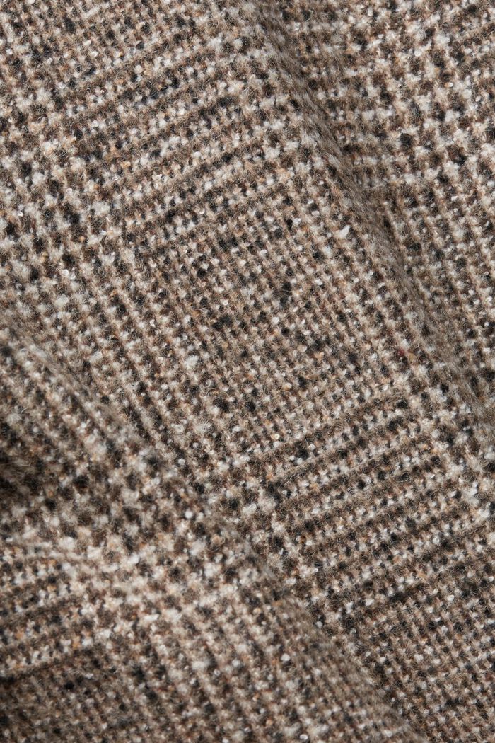 Blazer en maille bouclette de laine mélangée à carreaux, BROWN, detail image number 4