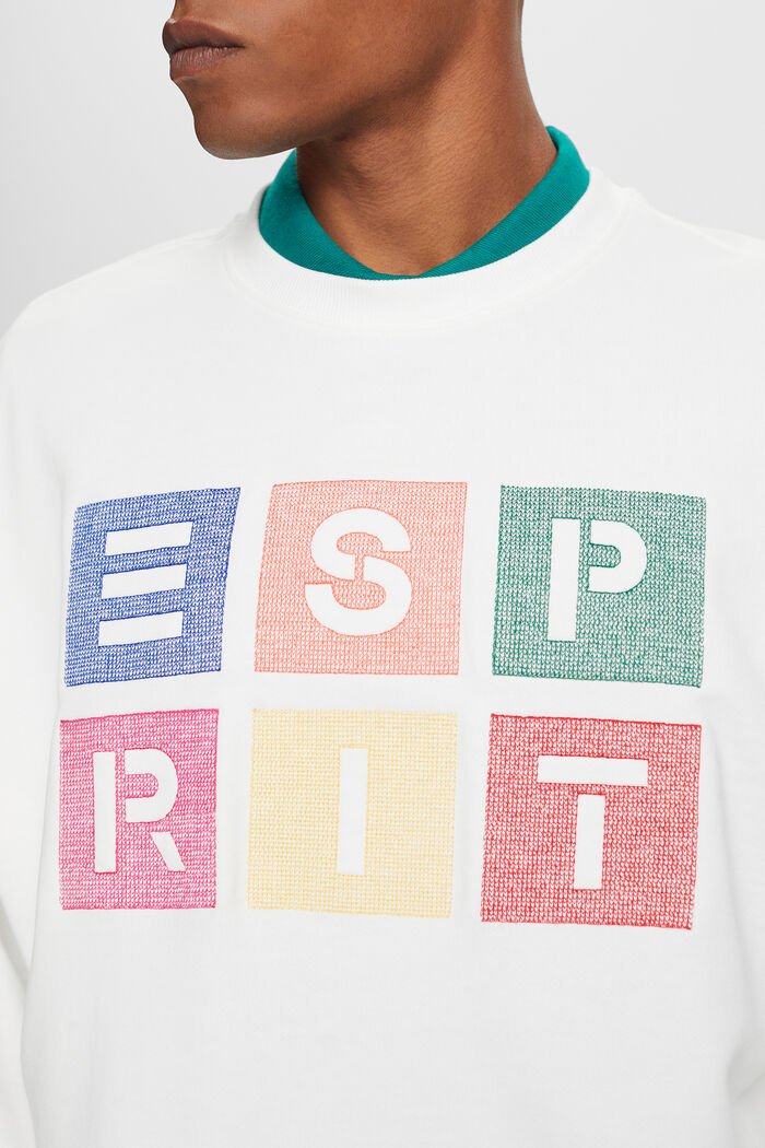 Sweatshirt met logo van organic cotton, OFF WHITE, detail image number 2