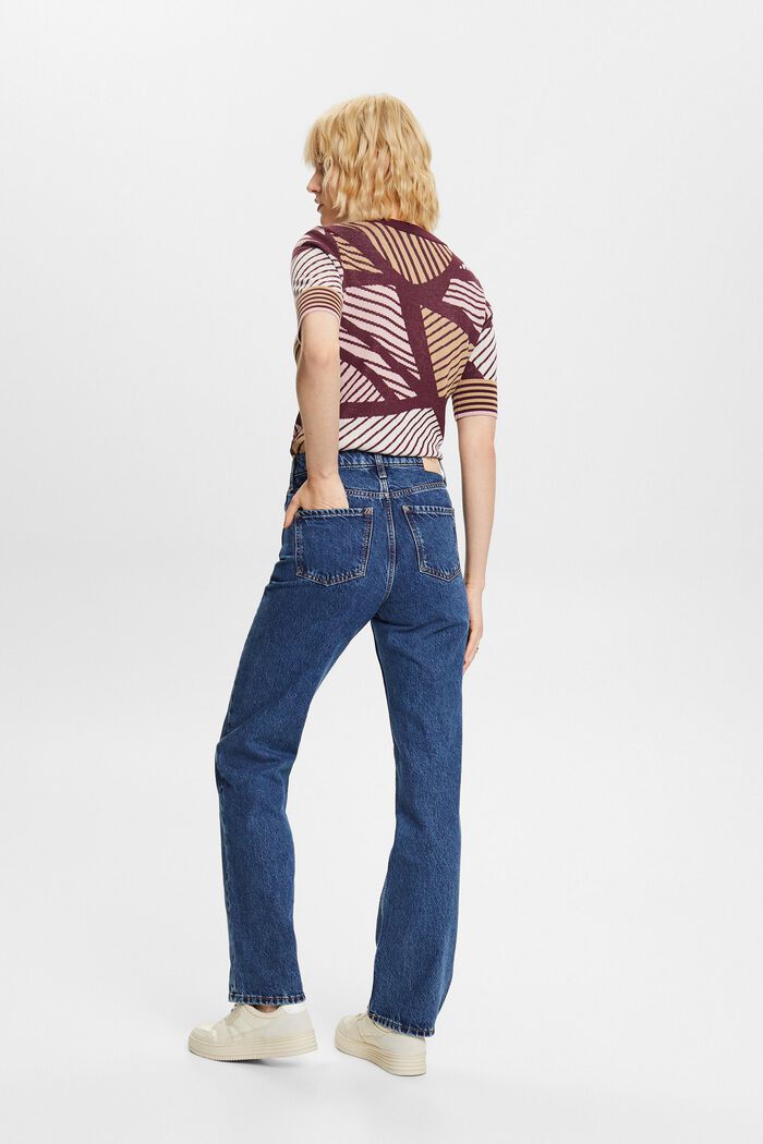 Jeans met retrolook, hoge taille en rechte pijpen, BLUE MEDIUM WASHED, detail image number 3