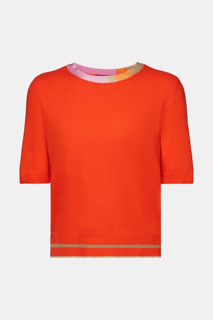 Pull-over en maille à manches courtes, ORANGE RED, overview
