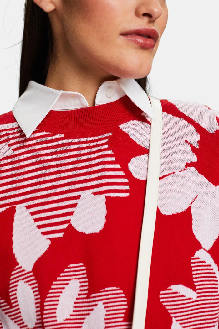Jacquard sweatshirt van katoen, DARK RED, detail image number 3