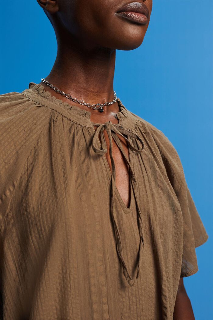 Robe en coton texturé, KHAKI GREEN, detail image number 2