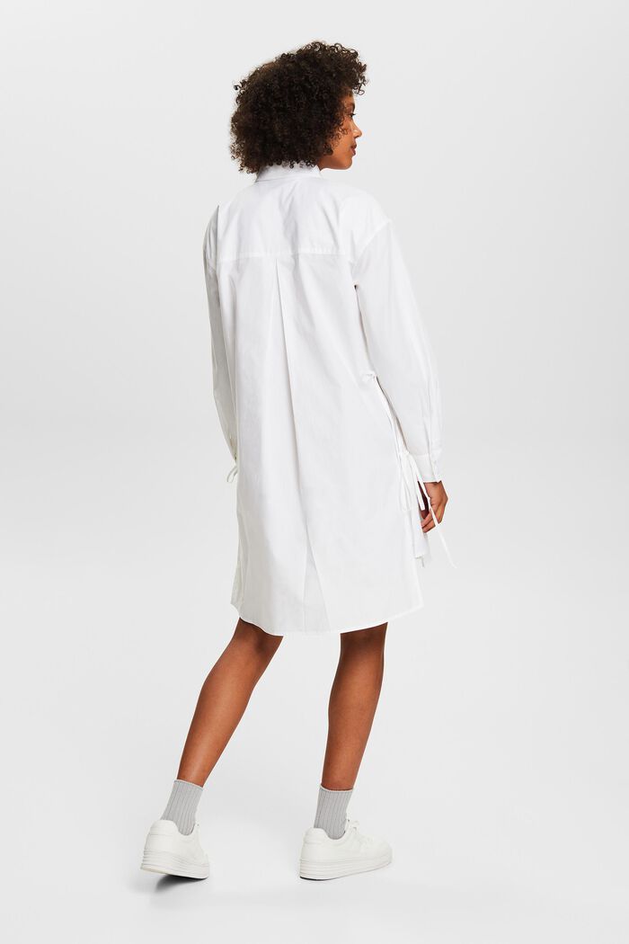 Robe-chemise en popeline à détail noué, WHITE, detail image number 2