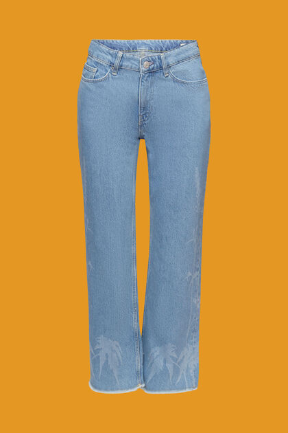 Cropped jeans met motief, 100% katoen