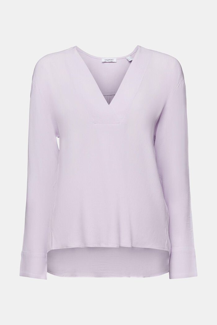 Crêpe blouse met V-hals, LAVENDER, detail image number 5